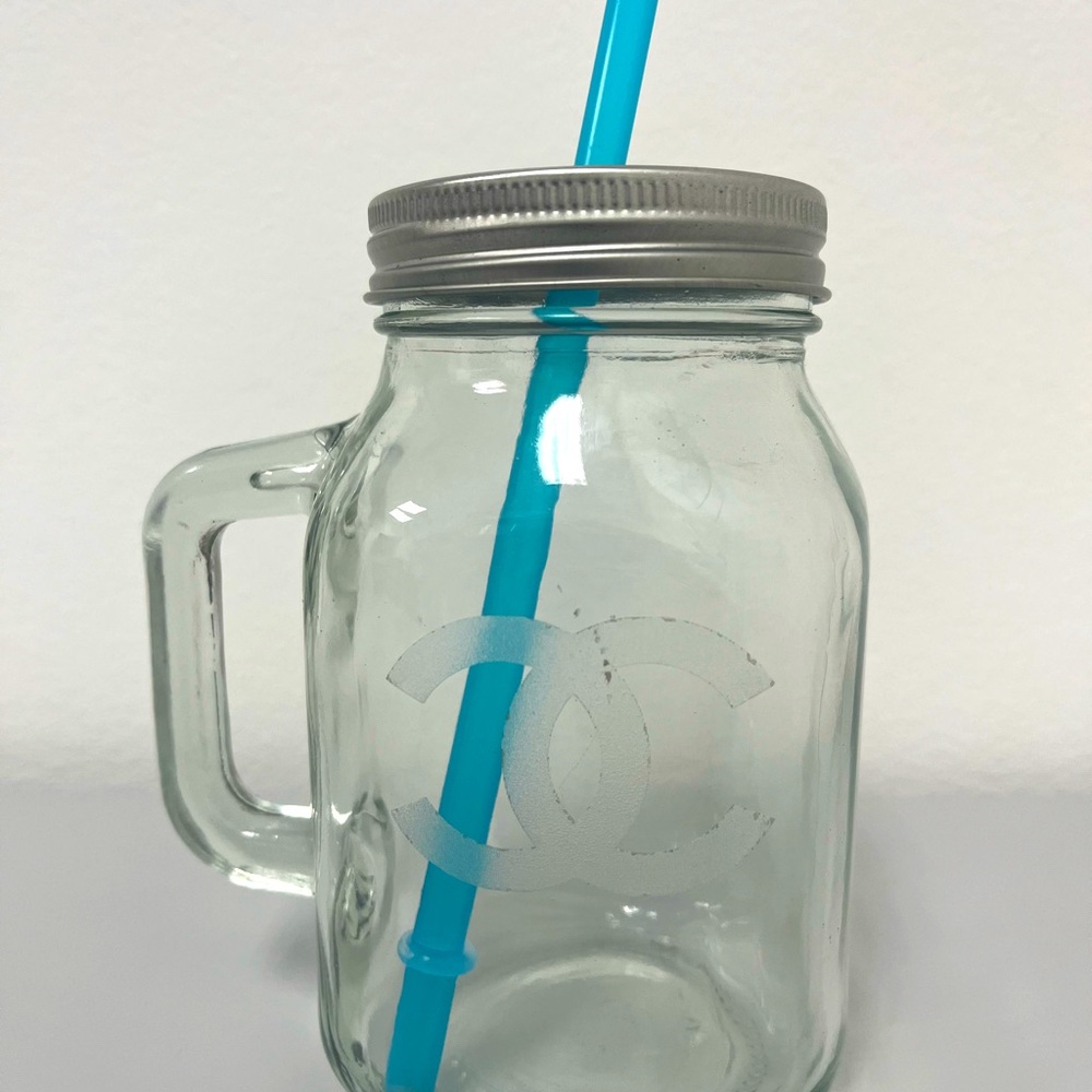 New Glass Mason Jar Mug with Custom Logo